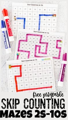 the free printable skip counting mazes for kids to practice their numbers and colors