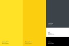 three different color schemes with black, yellow and grey colors on them in the same image