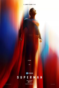 the poster for man of steel starring superman in his red cape and black suit with blue eyes