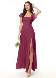 Bridesmaid Dresses Azazie, Rose Bridesmaid Dresses, Azazie Bridesmaid Dresses, Mai Tai, Chiffon Ruffle, Floor Length Dresses