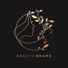 a woman's face in a circle with leaves on it and the words beauty brand