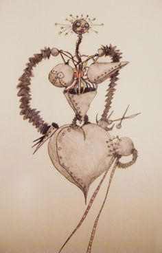 a drawing of a woman with skis on her feet and arms in the shape of a heart