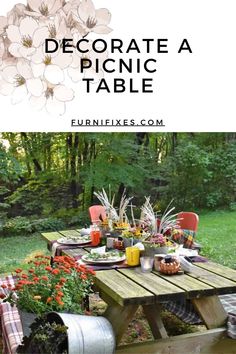 Decorate a Picnic Table Simple Picnic Table, Picnic Table Decor, Fabric Streamers, Simple Picnic, Colorful Cushions, Decorative Placemats, Backyard Picnic, Pretty Tables, Colourful Cushions