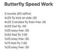 the instructions for how to use butterfly speed work