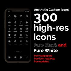 the black and white icon pack contains 300 high - res icons, pure black and pure white