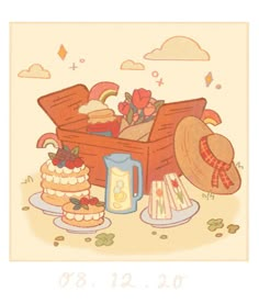 an image of a birthday card with cake and hats