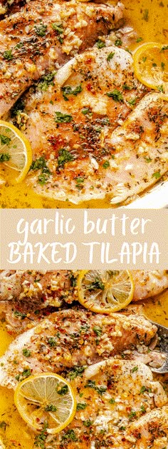 garlic butter baked tilapia with lemons and herbs