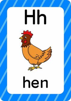 a cartoon chicken with the letter h in it's uppercases and lowercase letters