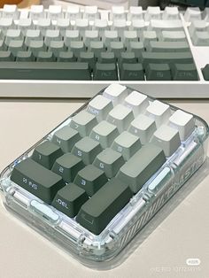 a computer keyboard sitting on top of a desk next to a mouse and keyboard pad