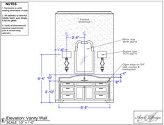 the elevation drawing for a bathroom vanity