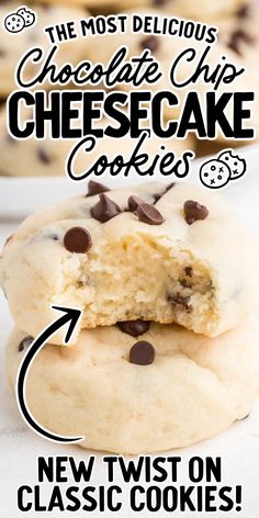 the most delicious chocolate chip cheesecake cookies are now on classic cookies and they're ready to be eaten