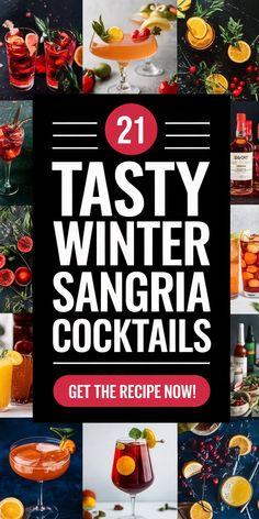 the cover of 21 tasty winter sangria cocktails to get the recipe now