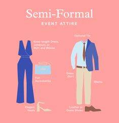 an info sheet describing the different types of formal attire