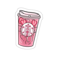 a pink starbucks cup with hearts on it