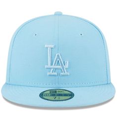 Get ready to cheer on the Los Angeles Dodgers in style by picking up this Spring Color 59FIFTY hat from New Era. It comes in a vibrant colorway and features an embroidered team logo on the front, making it the perfect option to pair with any game day outfit. The structured feel of this fitted cap is sure to to turn it into your new go-to option for cheering on the Los Angeles Dodgers. Officially licensed Flat bill with ability to curve Imported Structured fit Gray undervisor High Crown Wipe clea Blue Flat Bill Baseball Cap For Spring, Blue Flat Bill Hats For Spring, Blue Snapback Hat With Flat Brim For Spring, Blue Flat-brim Snapback Hat For Spring, Blue Short Brim Snapback Hat For Spring, Blue Flat Brim Snapback Hat For Spring, Spring Sports Baseball Cap With Short Brim, Blue Snapback Hats For Spring, Blue Fitted Hat With Embroidered Logo And Curved Brim