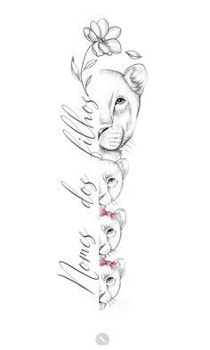 a drawing of a lion with flowers on it's head and the words love