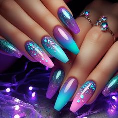 When you love my designs, please don't forget to follow my profile :) Pink Blue And Purple Nails, Purple And Blue Nails Designs, Purple And Turquoise Nails, Lipsticks Aesthetic, Blue And Purple Nails, Purple And Blue Nails, Aphmau Minecraft