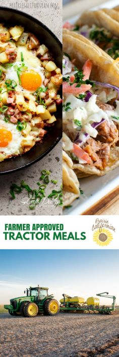 farmer approved tractor meals are featured in this ad for the farmer's association