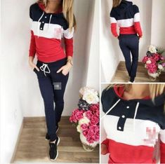 Jogging Adidas, Red Tracksuit, Jogger Outfit, Dance Outfit, Women Hoodies Sweatshirts, Fashion Korean