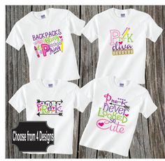 Personalized Pre-K Shirt Pre School P-K Cutie by bzybeezdesigns Cheyenne 2017, Girly Shirts, Cricut Scrapbook, Starting School, School Tees, Htv Vinyl