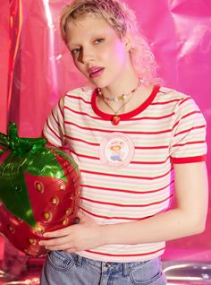 Strawberry Shortcake Stripe Girls Ringer T-Shirt | Hot Topic Strawberry Shortcake Hot Topic, Right Arrow Icon, Hello Kitty House, Disney Dragon, Emily The Strange, Bee And Puppycat, Blue Beetle, The Big Lebowski, Ringer Tee