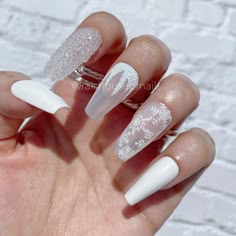 Nails Winter White, Christmas Press On Nails, Sugar Glitter, Nails Winter, Snowflake Nails, Winter Nail Designs