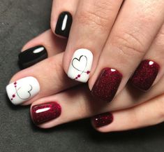 Wedding Anniversary Nails Ideas, Nurse Nail Designs, Anniversary Nails, Cute Nail Colors, Heart Nail Designs, February Nails, Pretty Nail Designs, Pretty Nail Art Designs, Colorful Nail Designs