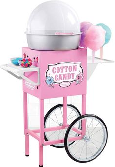 a cotton candy machine with wheels on it