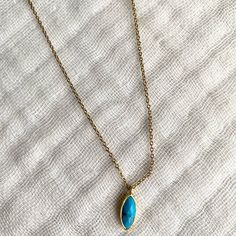 Gorjana 18k Gold Plated Turquoise Bead 16” Length - Adjustable Slider Bead At Clasp Allows For Custom Sizing Nwot Turquoise Necklaces, Gorjana Jewelry, Small Necklace, Jewelry Turquoise, Turquoise Beads, Turquoise Jewelry, Blue Gold, Womens Jewelry Necklace, Turquoise Necklace