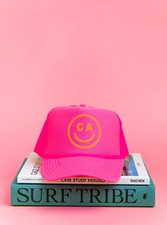 Made to order Orange puff print on Snap Back Trucker Hat One Size Fits Most. 100% Polyester Front; 100% Nylon Mesh Usually ships in 2-3 business days CUSTOM PRODUCTS ARE FINAL SALE Trucker Hat Designs, Case Study Houses, Puff Print, Pink Vibes, Cute Hats, Snap Back, Custom Products, Snap Backs, Hat Designs