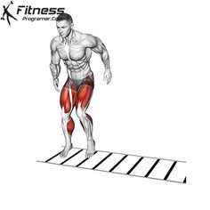 a man standing on top of a metal bar with his legs crossed and muscles highlighted