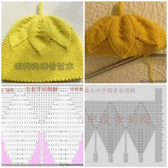 three pictures showing different types of knitted hats