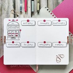 Bullet Journal Set Up, Bullet Journal Hacks, Bullet Journal Weekly Spread, Plan Book, Pretty Notes