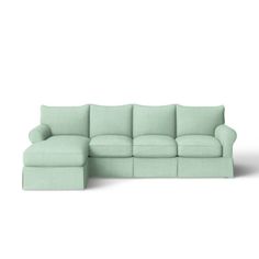 a small sectional sofa with a chaise lounge