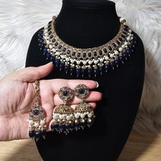 Brand New. Premium Quality Bollywood Indian Pakistani Semi Bridal Heavy Choker, Jhumki, Mangtika. Bundle Discount Avaiable. Great Quality Ships Next Business Day Festive Blue Kundan Necklace With Cutdana, Blue Kundan Necklace Bollywood Style For Festivals, Blue Bollywood Kundan Necklace For Festivals, Blue Bollywood Style Kundan Necklace For Festive Occasion, Blue Kundan Necklace With Tilla For Diwali, Blue Cutdana Jewelry For Diwali, Blue Chandbali Kundan Necklace Bollywood Style, Blue Chandbali Kundan Necklace For Festive Occasions, Blue Kundan Necklace With Cutdana For Wedding