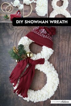 the instructions to make a knitted snowman wreath