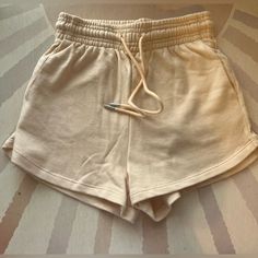 High Waisted Shorts With Drawstring And Pockets - Washed Never Worn- Xs- Perfect Condition Casual Beige Athletic Shorts For Summer, H&m Bottoms With Built-in Shorts, Beige Athletic Shorts For Summer, H&m Short Bottoms With Elastic Waistband, H&m Elastic Waistband Short Bottoms, H&m Shorts With Elastic Waistband, Beige Athletic Shorts With Built-in Shorts For Summer, H&m High-waisted Cotton Shorts, H&m Shorts With Pockets