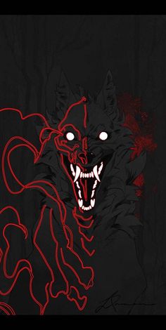 an image of a scary wolf in the dark