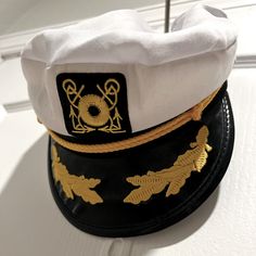 Captain Sailor Hat Never Worn Great For Photoshoot Or Boat Day It’s Cheap And Will Do The Job It’s Soft Fabric But It’s Not The Luxury Material I’m Simply Being Honest For Buyers. Use For Costume Is Suggested White Nautical Cap, Sailor Outfit, Boat Day, Sailor Hat, Being Honest, Soft Fabric, Captain Hat, Soft Fabrics, Accessories Hats