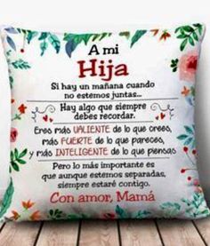 a pillow with the words in spanish on it