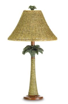 Palm Tree Rattan Table Lamp - Saunni Bee - Lighting Modern Table Lamps Bedroom, Beachy Dining Room, Tropical Table Lamps, Rattan Table Lamp, Rattan Shades, Rattan Lamp, Rattan Table, Tree Lamp, Tree Base