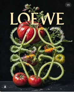 the cover of loewe magazine featuring tomatoes and other vegetables