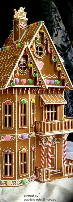 a gingerbread house is decorated with candy and candies