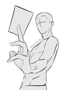 a drawing of a man holding a book in one hand and pointing at it with the other