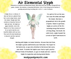 an image of a woman with wings on her body and the words, air element syph