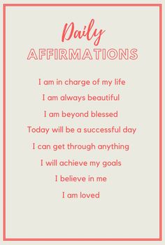 an affirmation poem with the words, i am in charge of my life