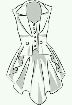 a drawing of a dress on a mannequin form with buttons and collars