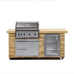 an outdoor bbq with two ovens on it