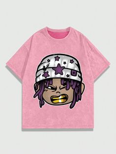 Men's Casual Graphic Print Washed Short Sleeve T-Shirt, Spring Summer Pink   Short Sleeve Knitted Fabric Animal,Cartoon,Colorblock,Figure,Geometric,Letter  Non-Stretch  Men Clothing, size features are:Bust: ,Length: ,Sleeve Length: Christmas Photo Props, Mermaid Party Decorations, Animal Cartoon, Fabric Animals, Mens Plaid, Kids Sleepwear, Men Clothing, Primavera Estate, Casual T Shirts