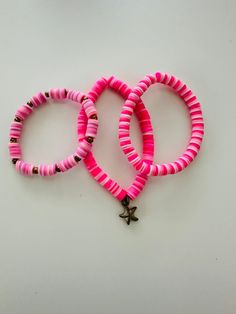 Preppy pink is a bracelet collection are perfect for pink lovers! All bracelets are pink with some a little bit of gold. Pink Beaded Friendship Bracelets For Summer, Summer Pink Beaded Friendship Bracelets, Summer Beaded Pink Friendship Bracelets, Pink Heishi Beads Bracelets For Friendship, Pink Round Beads Friendship Bracelets For Summer, Trendy Pink Heishi Beads Friendship Bracelet, Pink Heishi Beads Friendship Bracelets For Beach, Pink Heishi Beads Stretch Bracelet For Friendship, Cute Pink Heishi Beads Friendship Bracelets